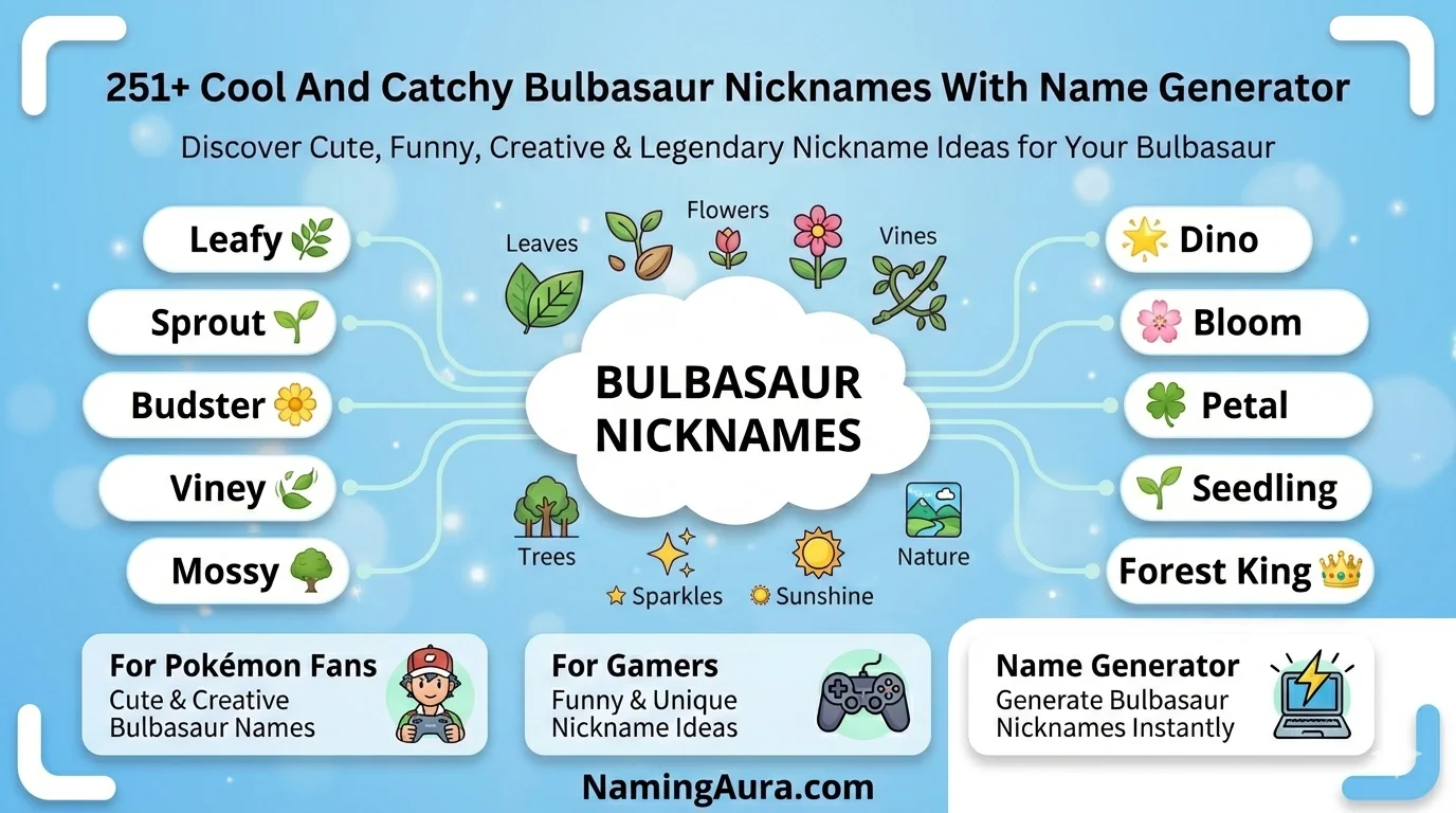 Cool And Catchy Bulbasaur Nicknames With Name Generator