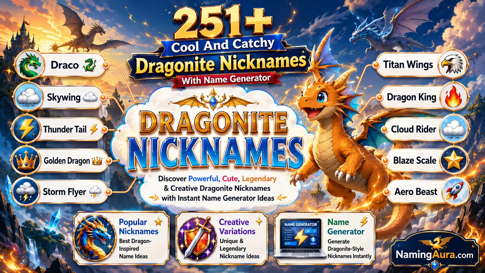 Cool And Catchy Dragonite Nicknames With Name Generator