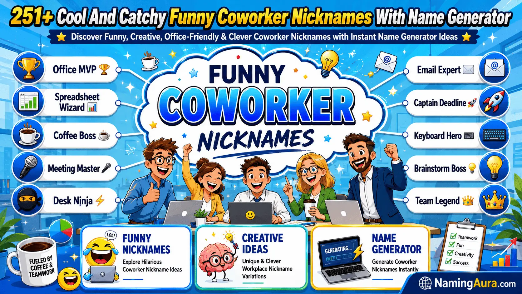 Cool And Catchy Funny Coworker Nicknames With Name Generator
