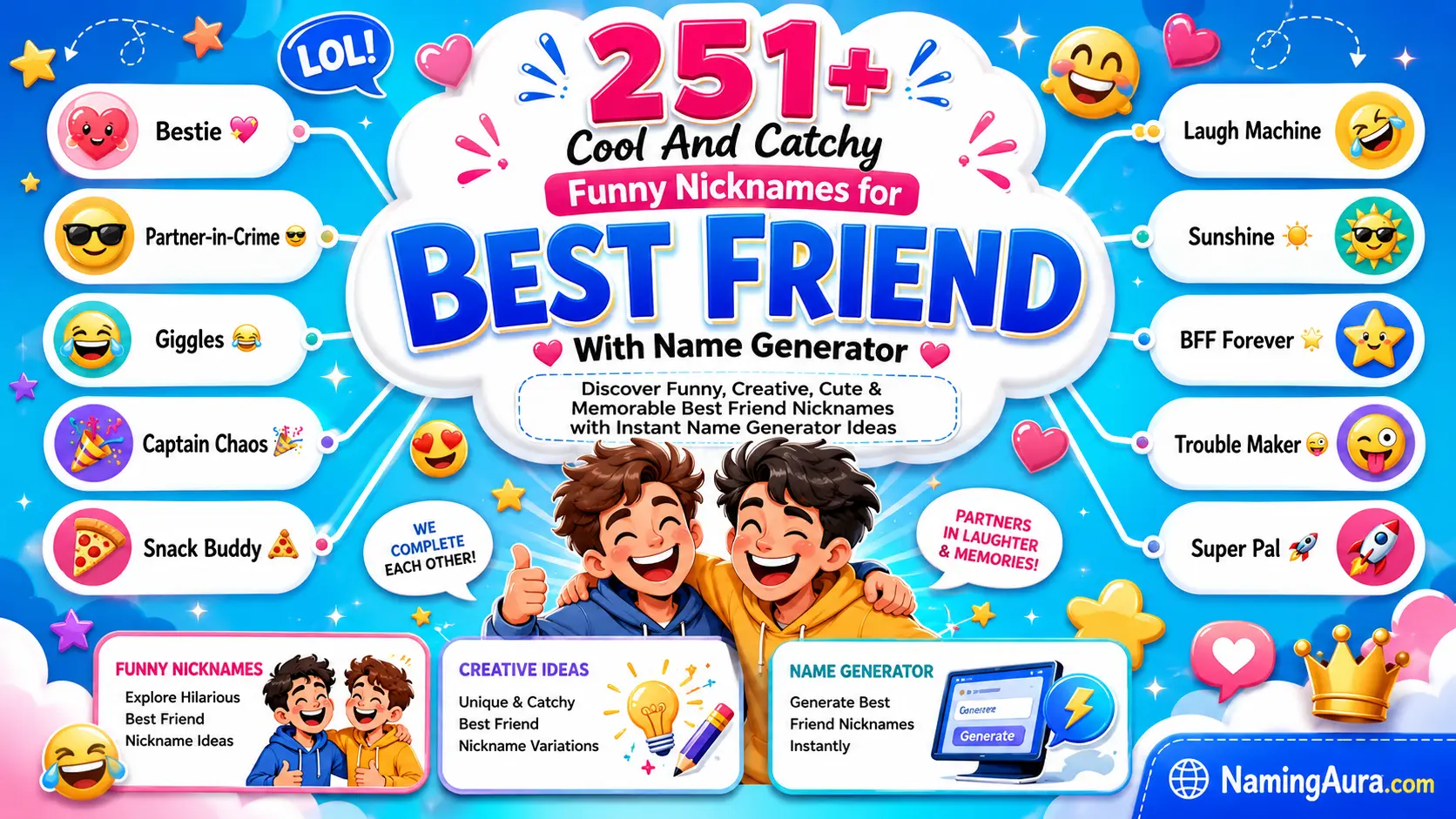 Cool And Catchy Funny Nicknames for Best Friend With Name Generator