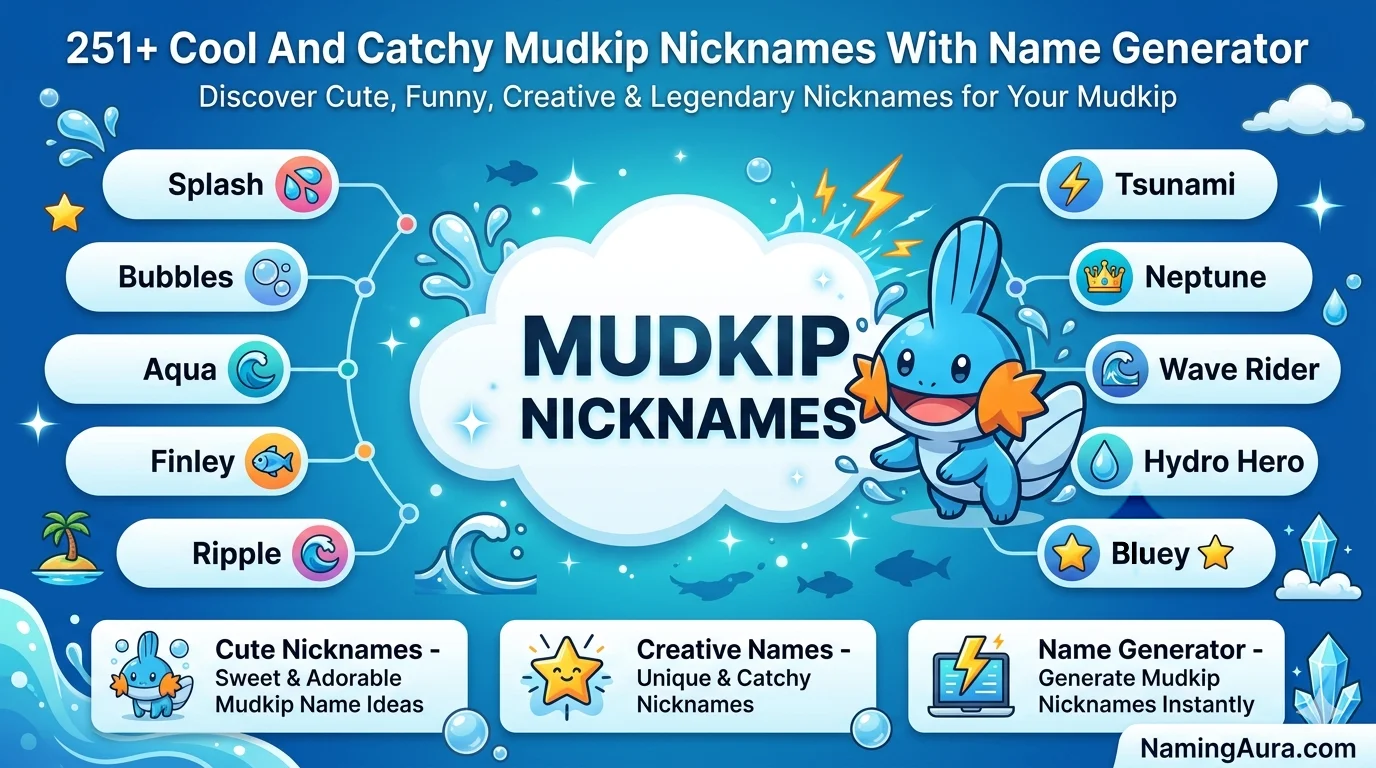 Cool And Catchy Mudkip Nicknames With Name Generator