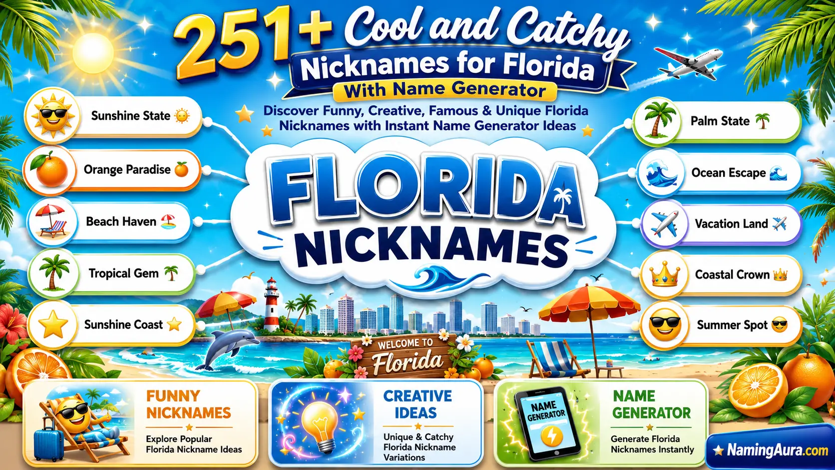 Cool and Catchy Nicknames for Florida With Name Generator