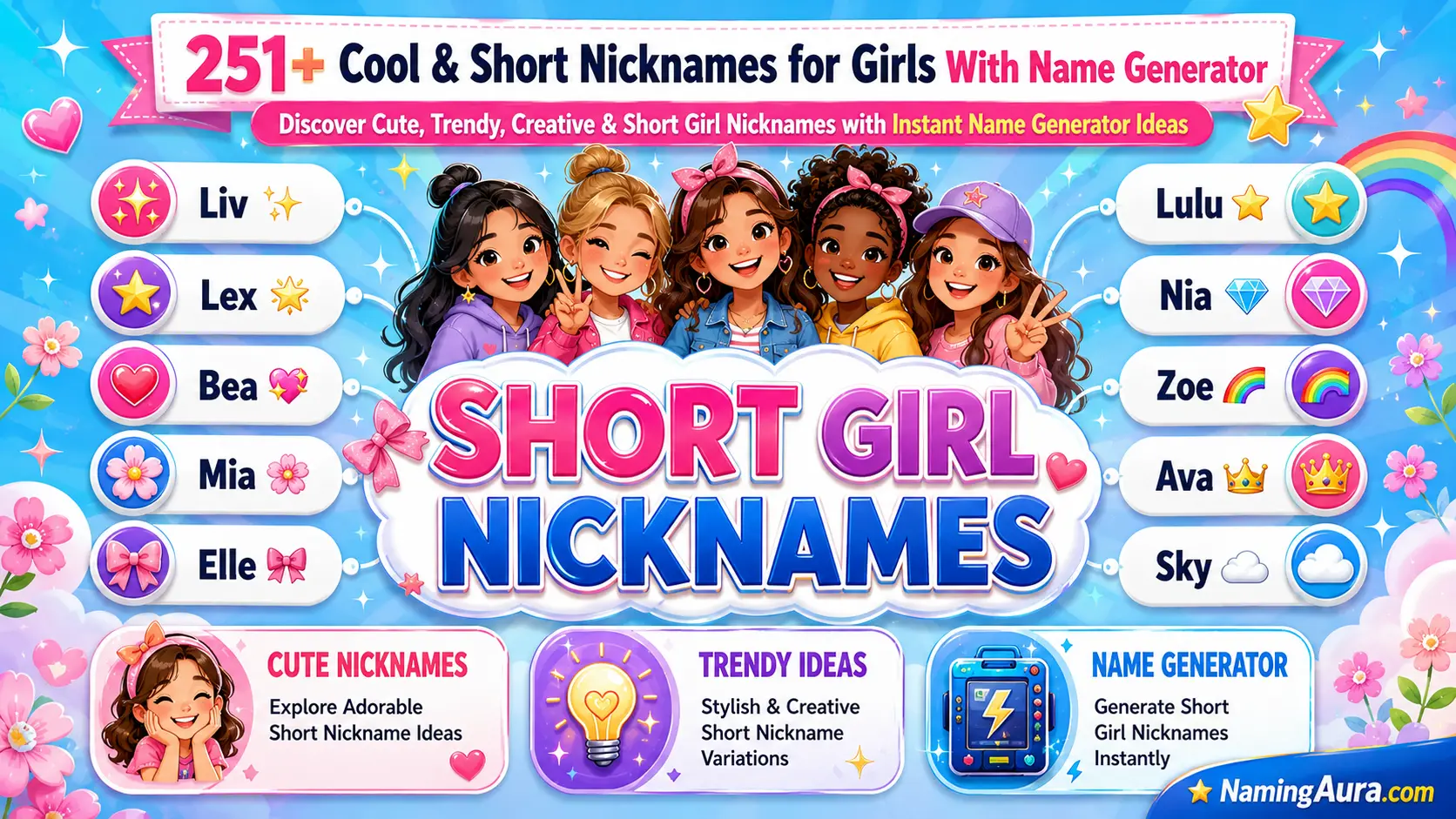 Cool & Short Nicknames for Girls With Name Generator