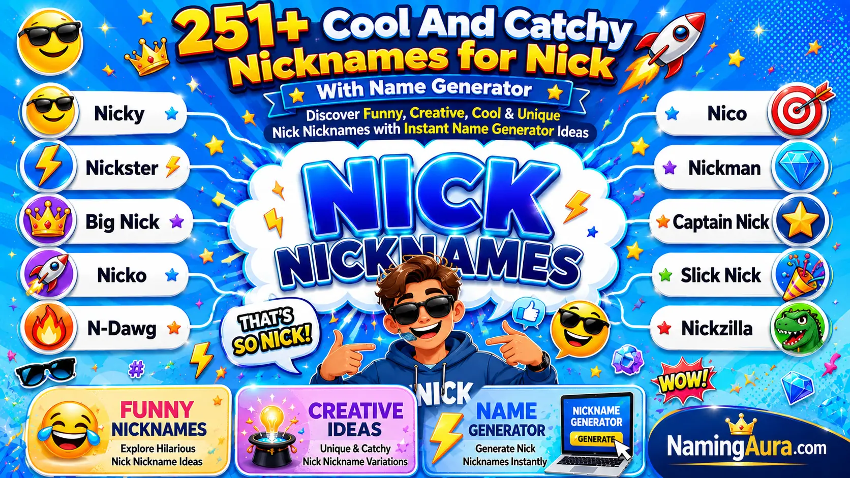 Cool And Catchy Nicknames for Nick With Name Generator