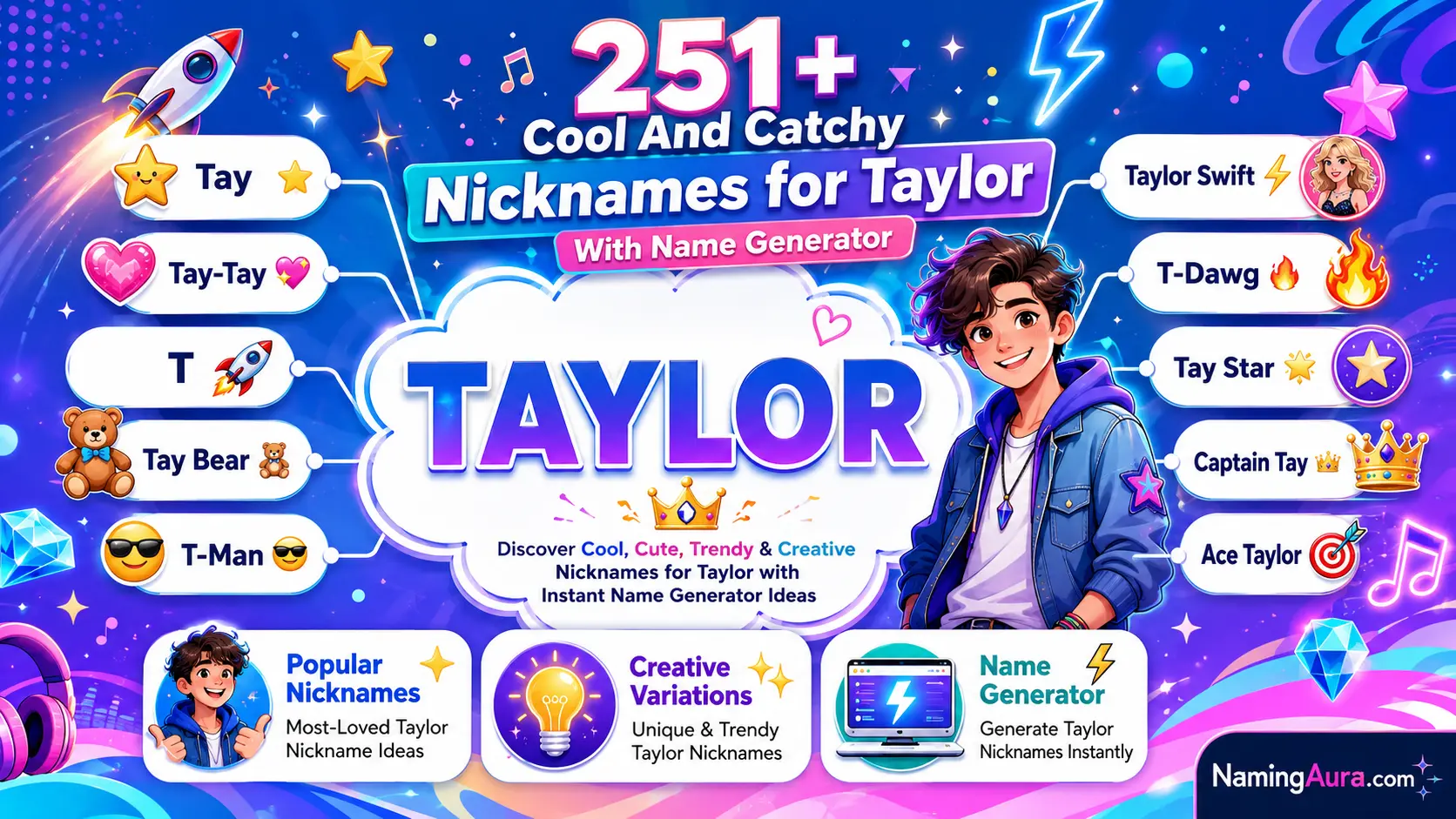 Cool And Catchy Nicknames for Taylor With Name Generator