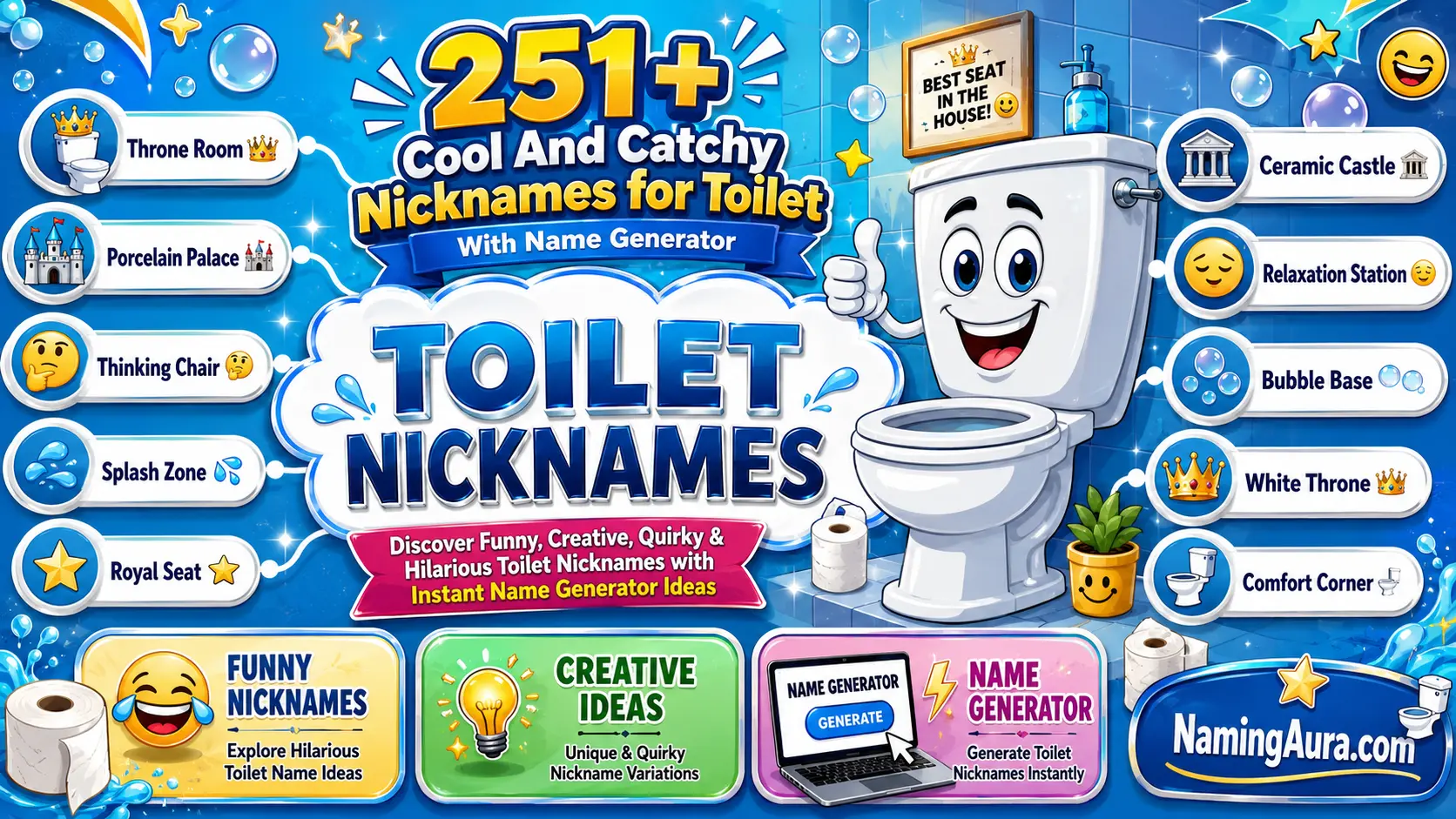 Cool And Catchy Nicknames for Toilet With Name Generator