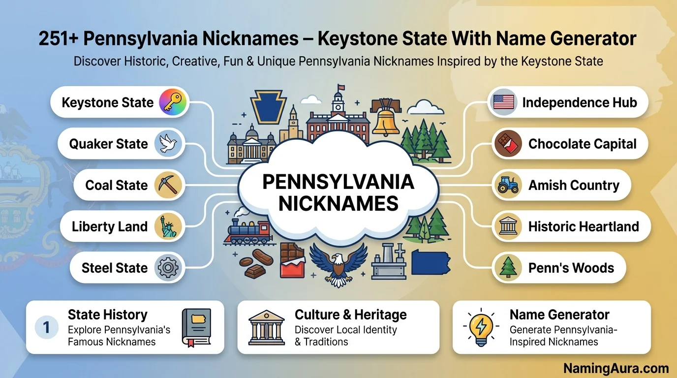 Pennsylvania Nicknames Keystone State With Name Generated