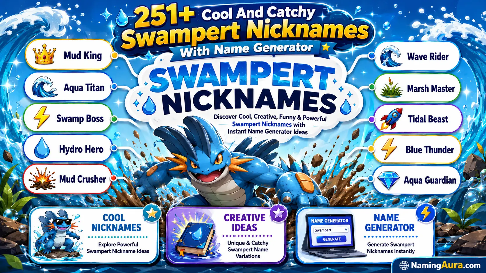 Cool And Catchy Swampert Nicknames With Name Generator