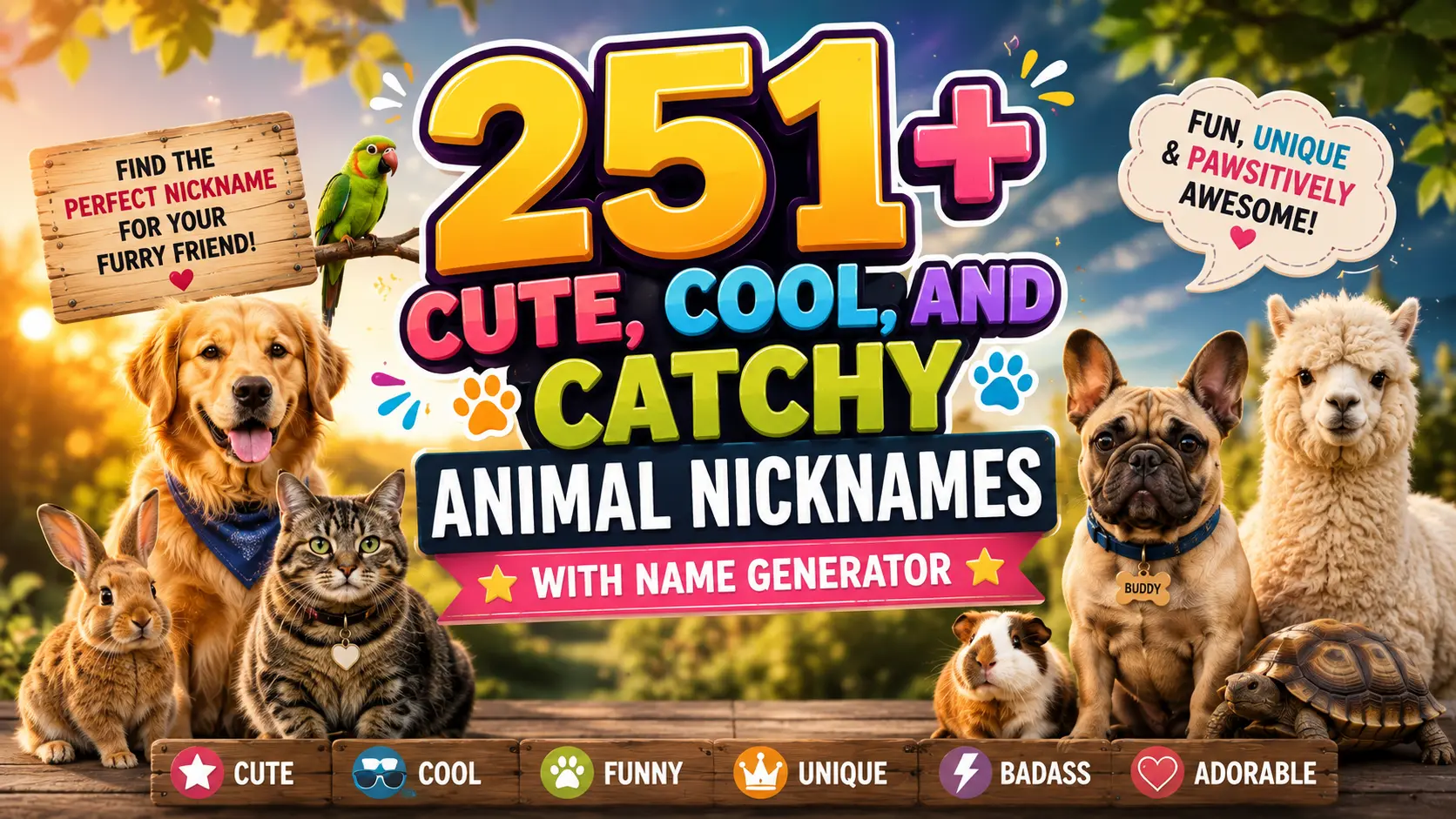 Cute, Cool, and Catchy Animal Nicknames With Name Generator