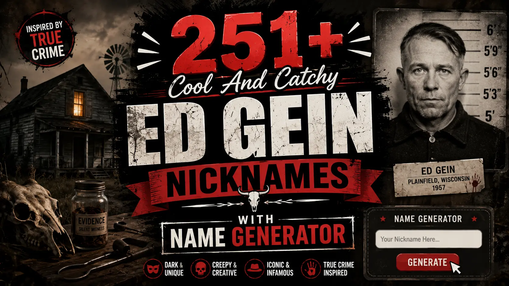 Cool And Catchy Ed Gein Nicknames With Name Generator