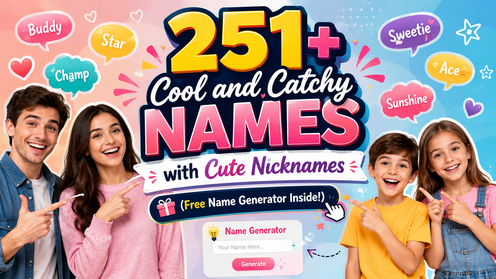 Cool and Catchy Names with Cute Nicknames (Free Name Generator Inside!)